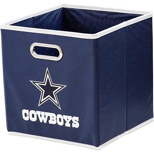 Franklin Sports NFL Dallas Cowboys Collapsible Storage Bin NFL Folding Cube Storage Container Fits Bin Organizers Fabric NFL Team Storage Cubes One Size