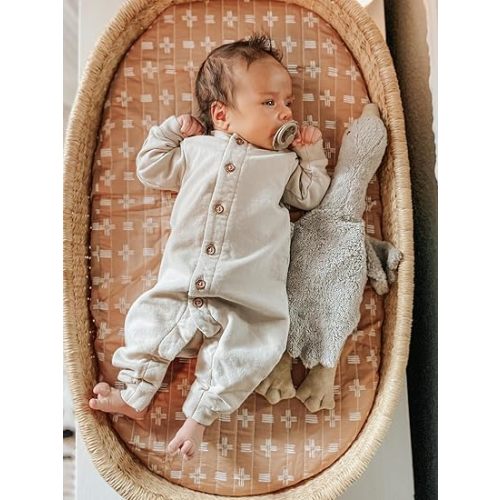 Crane Baby Stretchy Changing Pad Cover, Breathable Changing Pad Cover for Boys and Girls, Copper Dash, 16”w x 32”h