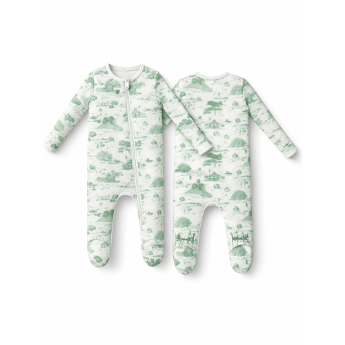 Golf Toile Green - 2 Way Zipper Footie – Posh Tots Children's Boutique