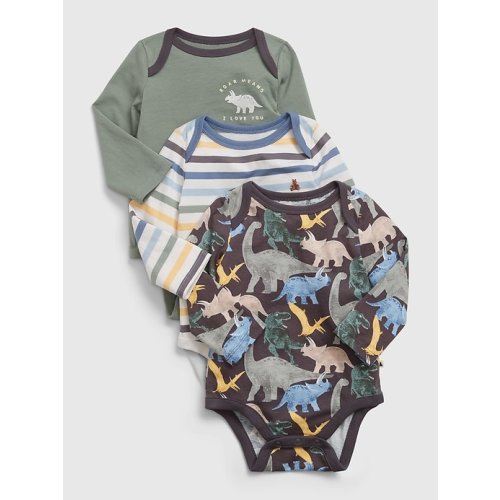 Baby 100% Organic Cotton Mix & Match Dinosaur Bodysuit (3-Pack) in dinosaur, size: 12-18 M