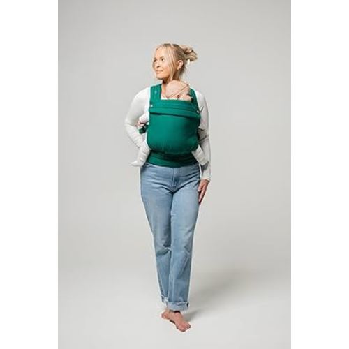Mabē Monarch Ergonomic Baby Carrier – Premium Cotton Soft Structured Newborn to Toddler Carrier with Hip-Healthy Design, 3 Carry Positions (7-35lbs), Lightweight & Breathable, (Evergreen)