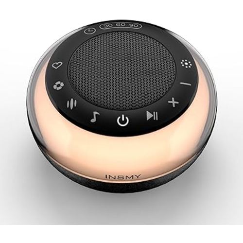 INSMY White Noise Machine,Portable Sound Machine Baby Sleep Soothe 35 Soothing Sound,Noise/Nature/Fansounds/Lullaby,Nightlight Memory Feature 40Hrs for Babies Adults Sleep Travel (Black)