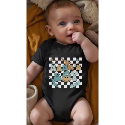 SHEIN Cute Black Summer Baby Soft Breathable One-Piece With Lettering,Red Heart & Human Figure Pattern,Ideal For Vacation,Daily Life & Party Leisure Wear | SHEIN USA