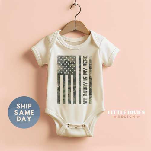 My Daddy Is My Hero Onesie®, I Love My Daddy Clothing, New Dad Father's Day Gift For Baby, Newborn Father's Day Gift, (CA-D25)