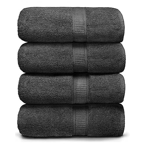 Ariv Premium Bath Towels Pack of 4, 100% Cotton, Large 30" x 52", Super Soft, Highly Absorbent, Quick Dry, Durable, Comfortable, Great Value & Quality, Perfect for Home & Bathroom - Grey