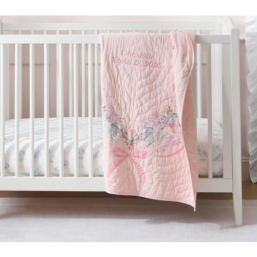 Unicorn Bows Organic Baby Quilt | Pottery Barn Kids