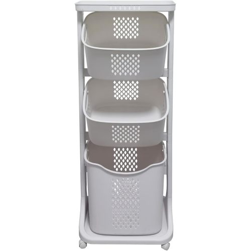Laundry Basket with Wheels and 3 Layers for Clothes Storage,Multi-functional Kitchen,Bathroom Laundry Hamper
