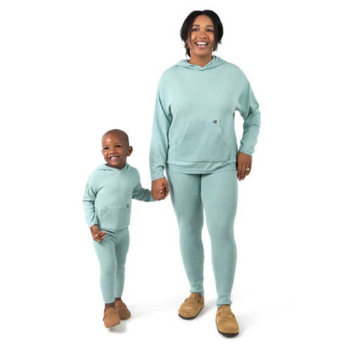 Mommy & Me 2-Piece Medium Sky Hooded Waffle Viscose Top & Legging Bundle