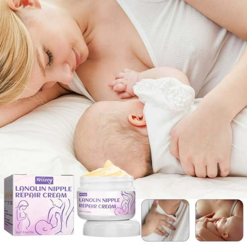 Herbzj Nipple Cream Safe for Breastfeeding, 100% Natural, Lanolin-Free Nipple Balm, Soothing Cream, Breastfeeding Essentials for Nursing & Pumping Moms, 1fl. oz