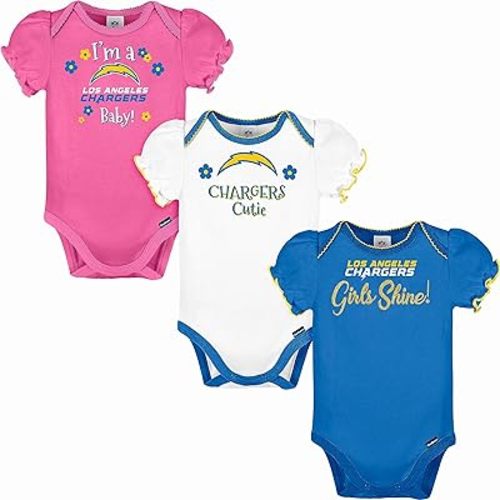 Gerber Baby Girls' NFL Team 3 Pack Short Sleeve Onesie Bodysuit