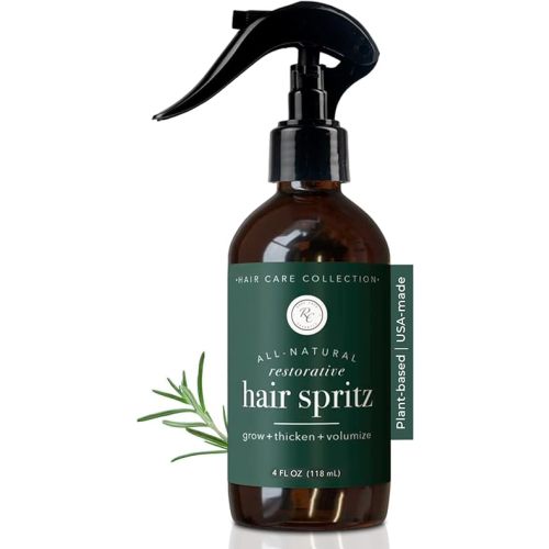 Rowe Casa Organics Natural Restorative Hair Spritz with Witch Hazel & Therapeutic Essential Oils, Hand-Crafted Hair Volumizer, Thickener, & Growth Booster, 4 Fl. Oz.