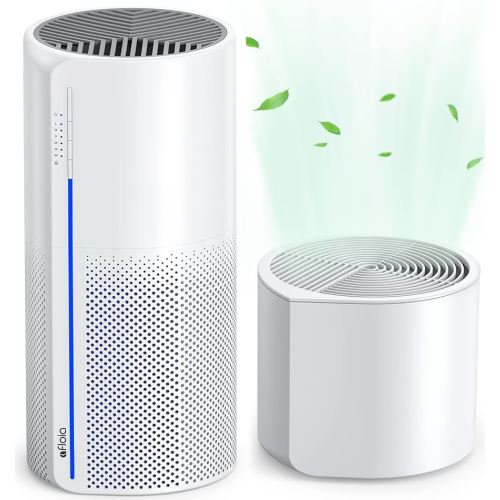 Afloia 2 in 1 Air Purifier, 3 Stage Filters for Home Allergies Pets Hair Smoker Odors, Auto Shut Off, Quiet Air Cleaner with Seven Color Light,MIROPRO
