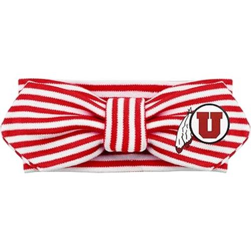 Creative Knitwear Utah Utes Infant Girls Red/White Striped Hair Knot Headband Embroidered Logo - Size Newborn - 4T