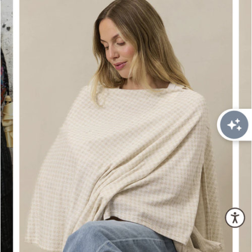 Cream Houndstooth Nursing Cover
