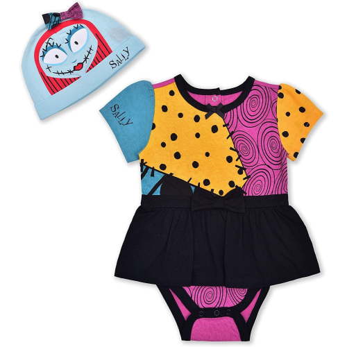 Disney Girl's Sally Short Sleeve Tutu Baby Bodysuit Creeper with Cap