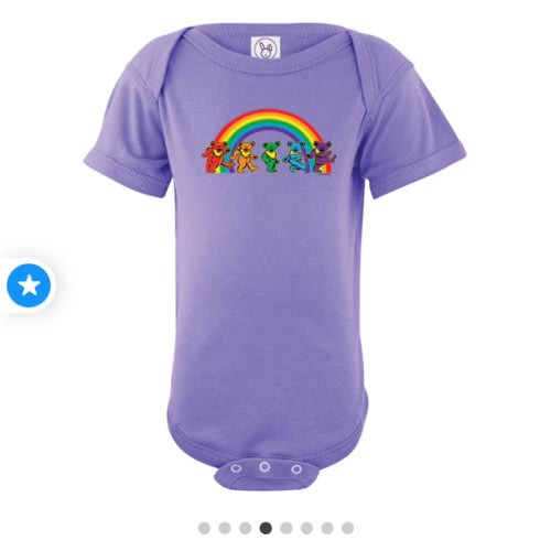 Grateful Dead Rainbow Bears Baby Short Sleeve One Piece