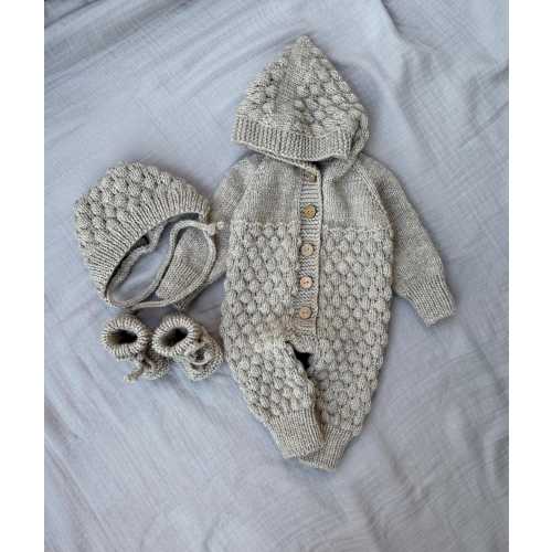 Wool baby jumpsuit set - Jumpsuit, Boonet & Booties 0-6months
