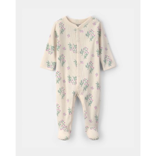 Baby Girl Floral Snug Fit Sleep & Play Pajamas - Cream