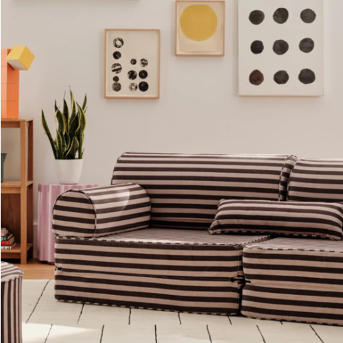 Seat | Taupe & Brown Striped Modular Play Couch | Bennett | House of Noa