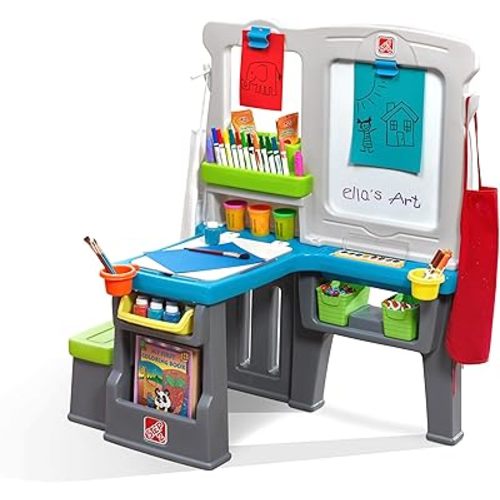 Step2 Great Creations Art Center, Kids Activity Table, Arts & Crafts Desk, Made of Durable Plastic, Includes Bench, For Toddlers 3+ Years Old