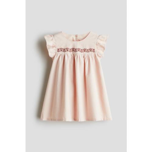 CORDUROY DRESS WITH CROSS-STITCH DETAIL