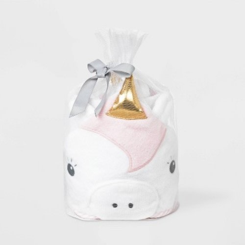 Baby Girls' Unicorn Hooded Bath Towel And Washcloth Set - Cloud Island™ Pink/White