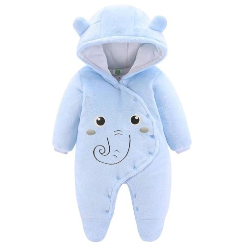 JiAmy Newborn Baby Winter Hooded Romper Fleece Snowsuit Jumpsuit Cartoon Cat Outfits 0-12 Months