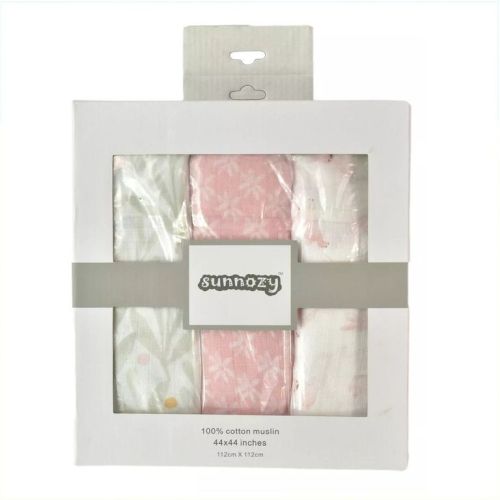 Cobertor Para Bebe niña Muselina X3 Rosa bebé"