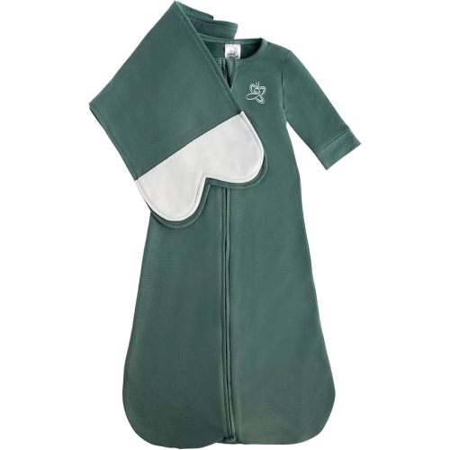 Safe Organic Newborn Baby Sleep Sack & Wrap Blanket | Natural Transitional Accessory for Calming Sleep Support, Seafoam, Large (12-17 lbs)