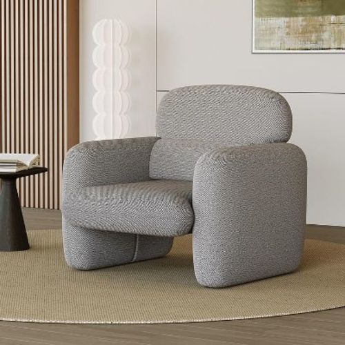 Modern Accent Chair, Wood Frame Sofa Chair, Comfortable Reading Armchair for Living Room, Bedroom, Apartment, Corner, White