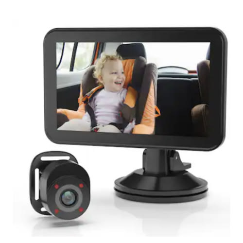 Rexing - BC500 In-Car Baby Cam with Monitor – HD 1080p & Infrared Night Vision - Black