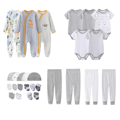 MAMIMAKA Newborn Layette Gift Set 27-Piece Baby Girl Clothes Bodysuits, Pants Essentials and Accessories 0-12Months