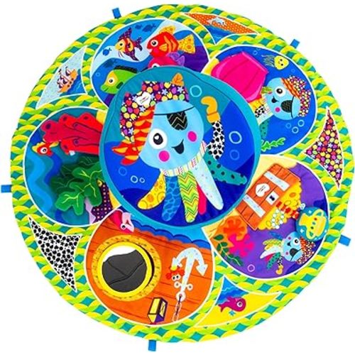Lamaze Captain Calamari Spin and Explore Baby Gym Activity Center - Baby Tummy Time Play Mat - Sensory Play Mat for Ages 0 Months and Up