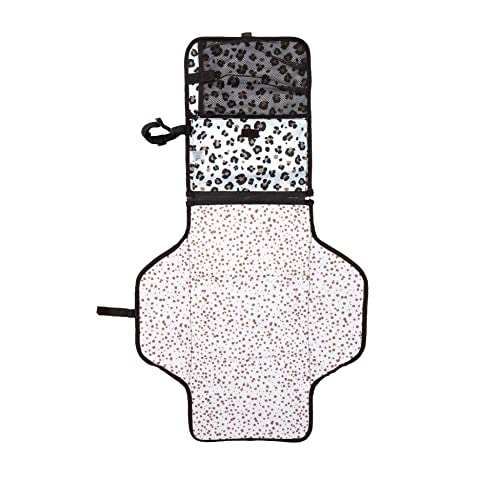 Nuby Portable Baby Changing Pad Station, Quick Wipe Clean Changing Mat with Built-in Pillow, Leopard Print