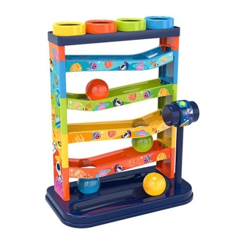 4 Pieces Ball Drop Toy Set with Ball Ramps Track Interactive Developmental Toy for Hammering Practice Material Suitable for Birthday
