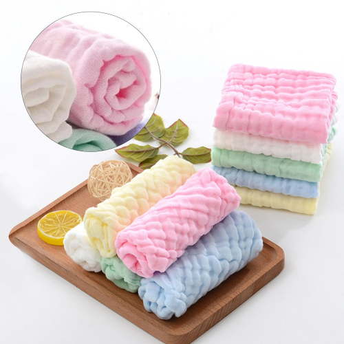 Muslin Washcloths 9.8In Square Cotton Face Towels Washable Soft Makeup Remover Cloths Sensitive Skin Usable Quick Dry Bath Towels-5Pcs