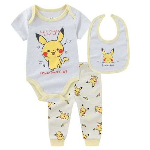 Pokémon Monpoke Baby Boys Bodysuit Bib and Pants 3 Piece Set for Infants