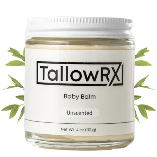 Tallow Baby Balm for Delicate Skin – All-Natural, Moisturizing & Soothing Cream with Grass-Fed Beef Tallow, Organic Jojoba & Organic Vitamin E – For Newborns, Infants & Toddlers (4oz, Unscented)