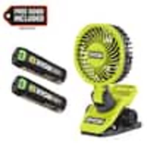 RYOBI USB Lithium 3.0 Ah Lithium-ion Rechargeable Battery (2-Pack) with USB Lithium Cordless Clamp Fan FVB203-FVF51B