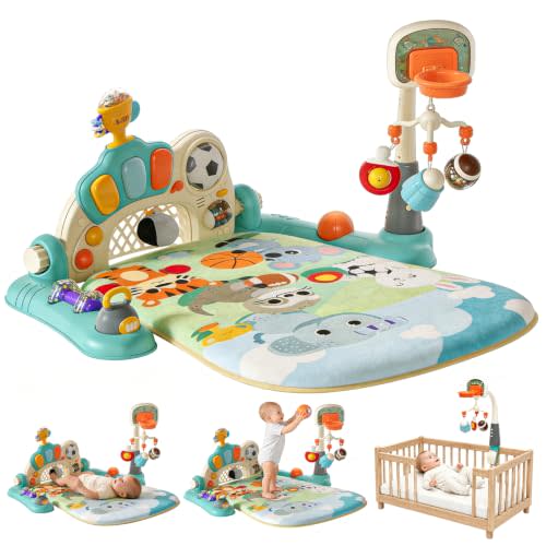 STACTCUTE 3-in-1 Baby Gym & Play Mat with Musical Piano (Green) | Activity Center with Sensory Toys & Rattles for Tummy Time, Early Development Baby Gift for Newborns 0-3 6-12 Months