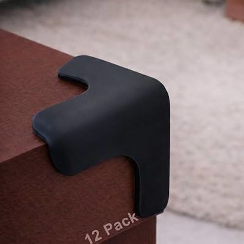 Corner Protector for Baby, 12 Pack EVA Foam Baby Proofing Corner Guards, Soft Y-Shaped Furniture Edge Protectors for Tables and Sharp Corners, Tear-Resistant Updated Design, Black