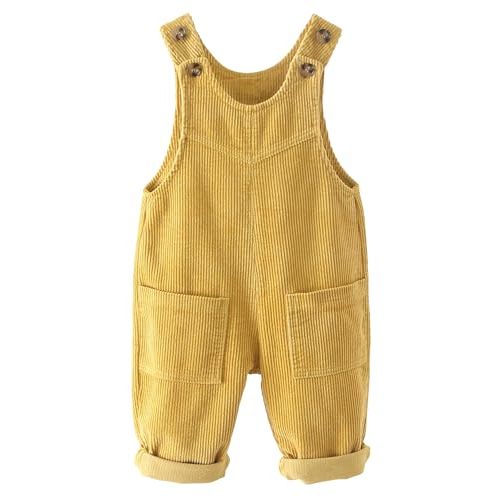 SEAUR Baby Boy Girl Corduroy Bib Overalls Cotton Button Suspender Overalls Plain Romper Loose Jumpsuit