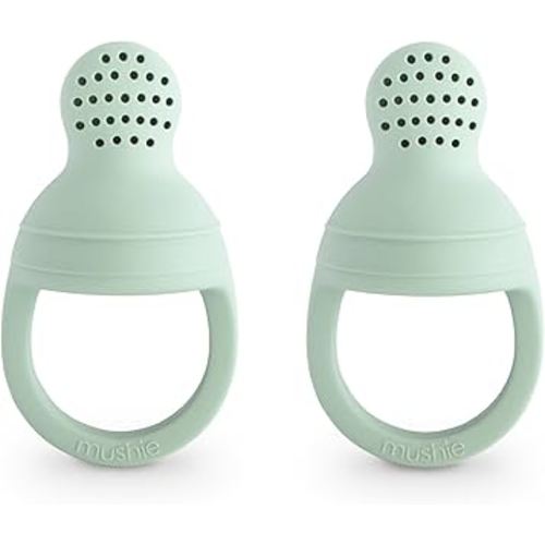 mushie Silicone Baby Fresh Fruit & Food Feeder Pacifier | 6 Months+ (Cambridge Blue)