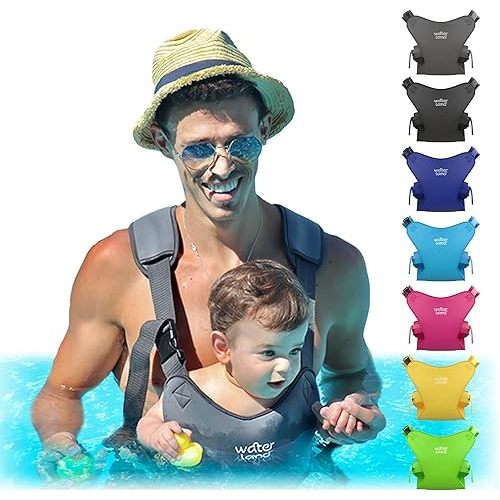 WaterLand Baby Carrier - Innovative Carrier You Can Use Both in Water & Land - Waterproof Infant Chest Holder with Adjustable Straps, Lightweight Toddler Harness for Pool & Beach (Grey)