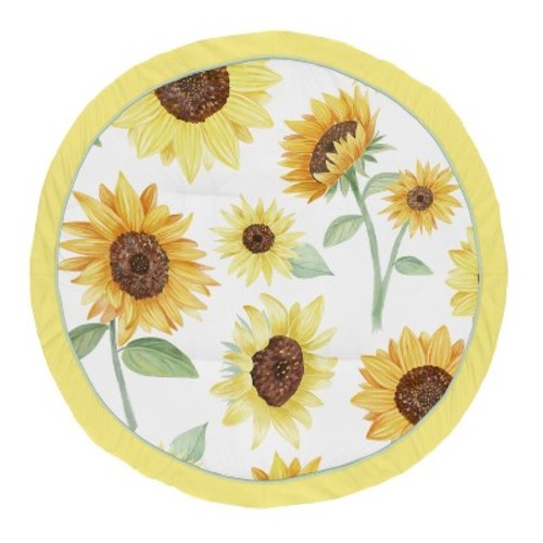 Sweet Jojo Designs Girl Baby Tummy Time Playmat Sunflower Yellow Brown and Green
