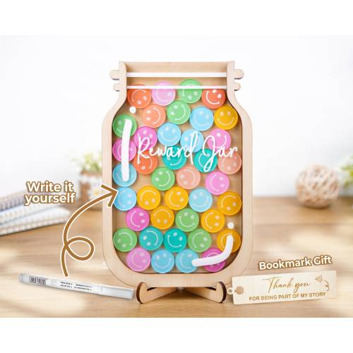 Smiley Face Reward Jar, Personalised Gift For Teacher, Colorful Classroom Decor, Back to school gift, Custom Name Reward For Kids