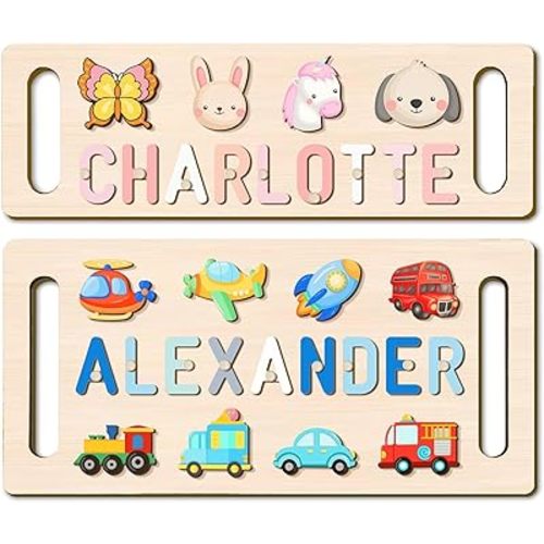 Name Puzzle for Kids Personalized, Custom Baby Name Puzzle, Customized Birthday Gifts for Boys and Girls, Personalized Baby Wooden Learning Toys