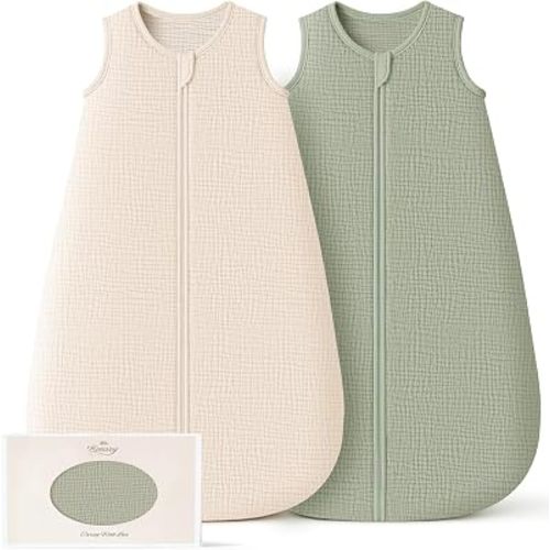 Konssy Muslin Baby Sleep Sack 6-12 Months, 0.8 TOG Baby Wearable Blanket