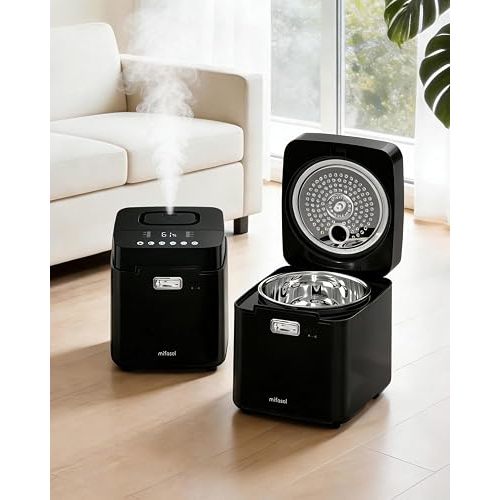 Mifasol Stainless Steel Humidifier, 3.3L Warm Mist Humidifiers for Bedroom, Easy Clean Steam Humidifiers for Home, Dishwasher Safe Humidifier Large Room, Black