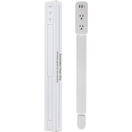 Outlet Extender Stick - Features USB-A, USB-C and 2 AC Outlets, Extends 22"-34", Rotates 180° Access Hard-to-Reach Outlets, Wall Plug Power Socket Expander Nightstands, Sofa, Desks and More